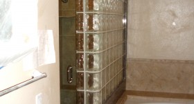 Glass block shower and tub