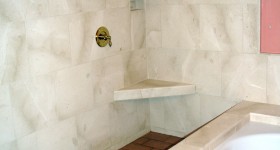 Marble shower and bathtub