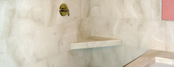 Marble shower and bathtub