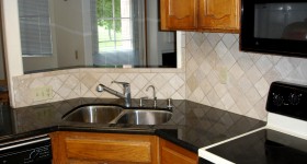 Kitchen backsplash with granite countertops