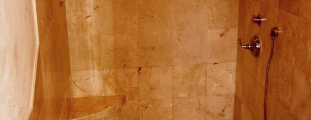 Shower w/custom seat and shelf