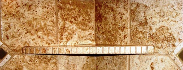 Shower w/custom corner shelf