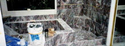 Marble bath and shower in progress