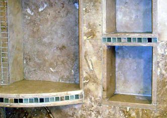 Custom shower shelves