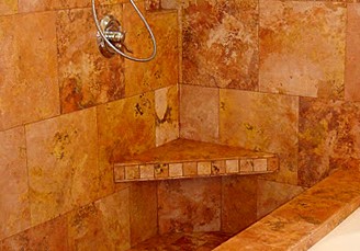 Shower with built-in seat